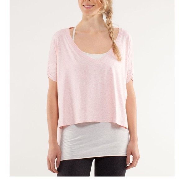 Lululemon My‎ Mantra Top Womens Top Size 12 Blush Pink High Low Yoga Oversized - Picture 1 of 11
